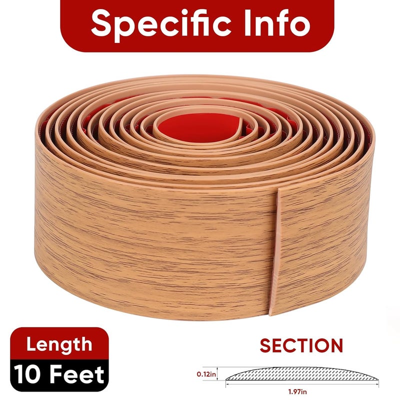 Danlaila 2'' x 10Ft Self Adhesive Floor Transition Strip, Laminate Vinyl Flooring Transition Strip for Joining Floor Gaps, Carpet Threshold, Doorway Transitions, Threshold Cover, Floor Tiles- Brown Wood Grain - Image 2